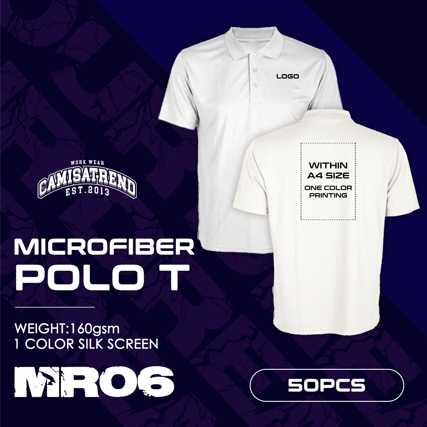 Customize Polo(STANDARD)PACKAGE – 50PCS POLO MICROFIBER WITH PRINTING