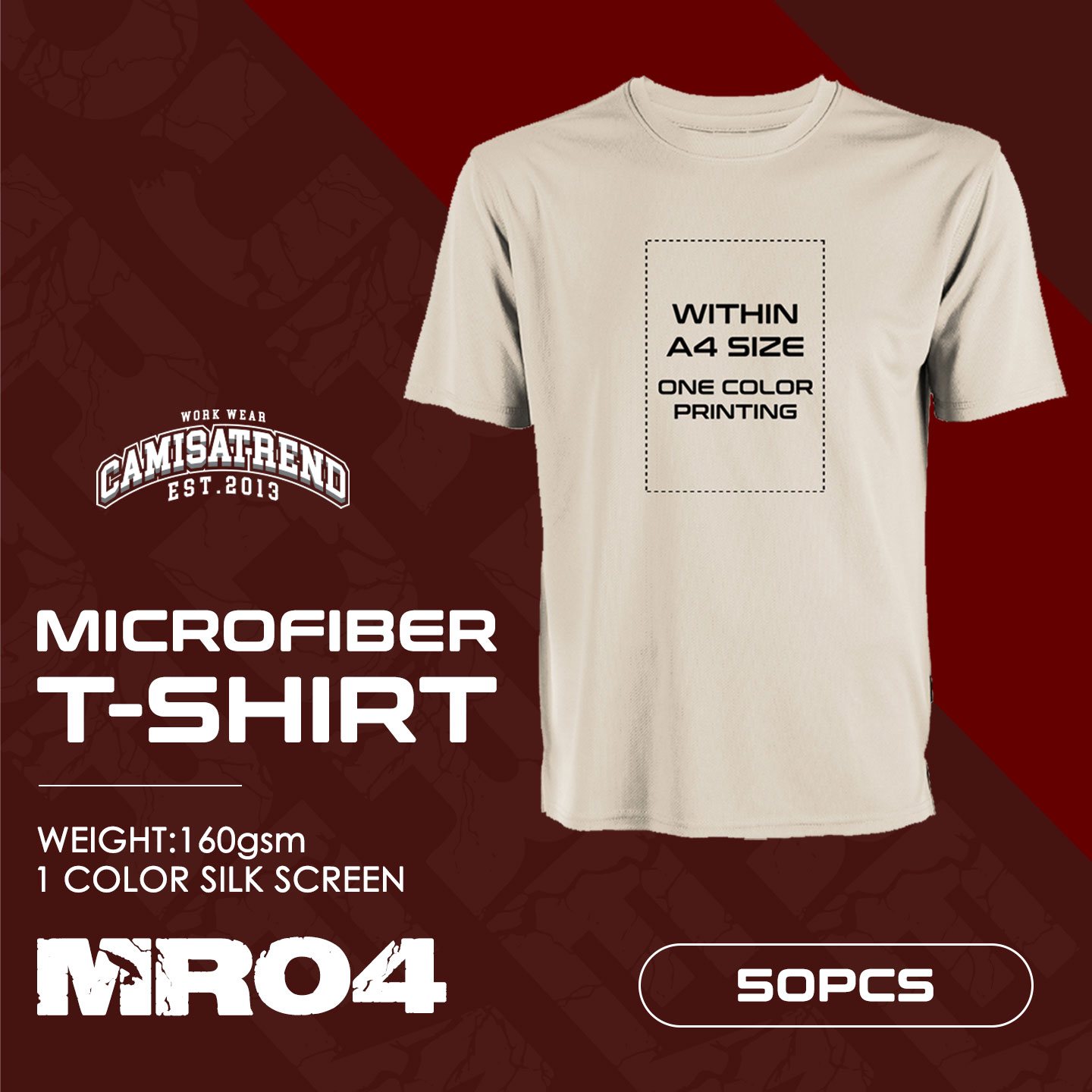 50 PCS ROUND NECK MICROFIBER (WITH PRINTING)